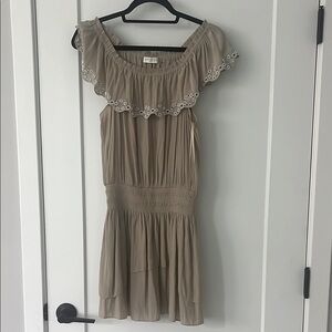 Ramy Brook Brown Ruffled Off-Shoulder Sundress